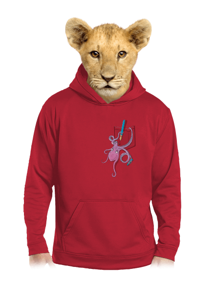 Egyszerűen imádja a tintát gyerek kenguruzsebes pulóver Fire Red