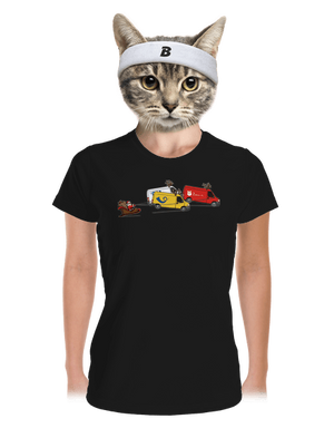 Mikulás rénszarvassal női sportpóló Black