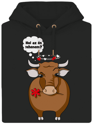 Tehén és bika unisex prémium pulóver Dark Black
