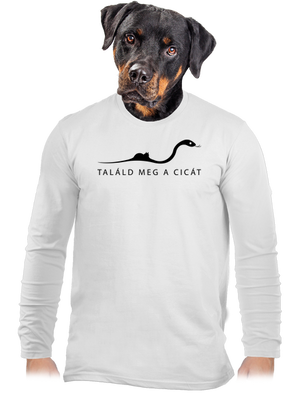 Találd meg a cicát férfi hosszú ujjú póló White