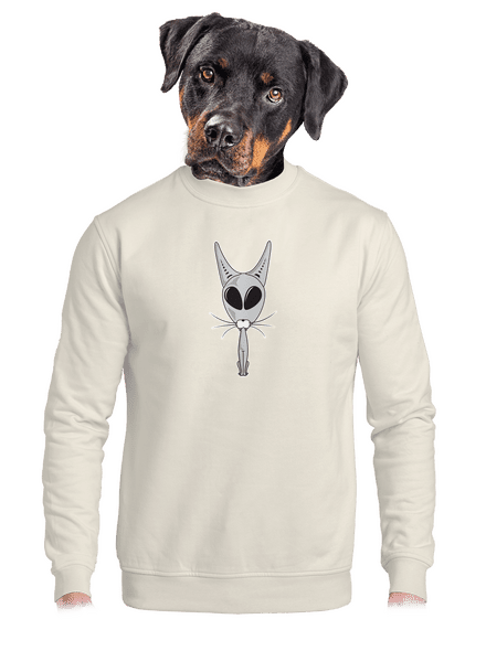 UFO cat unisex crewneck Off White