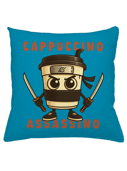 Cappuccino Assasino – Italian Brainrot párna Blue Turquoise