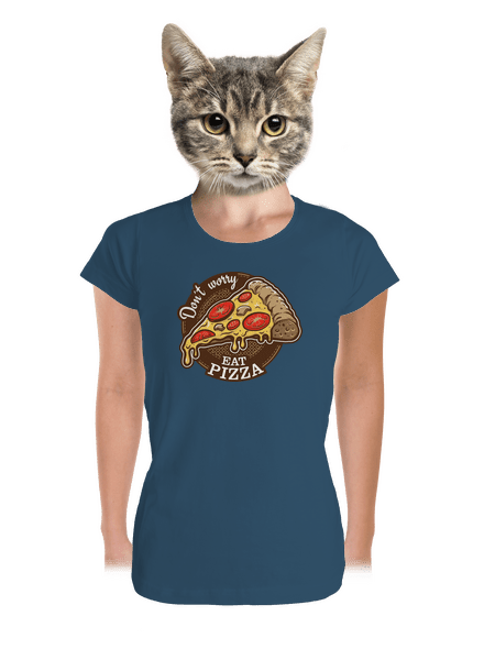 Pizza prémium női póló Petrol Blue