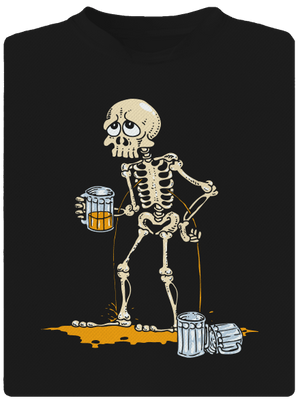 Csontváz és sör férfi sportpóló Black