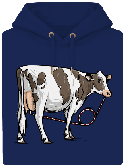 Cow drink unisex prémium pulóver Navy