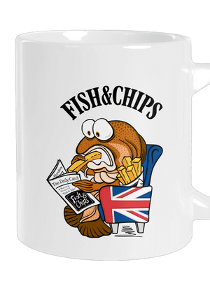 Fish and chips nagy bögre White