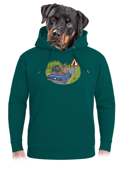 Vadász unisex prémium pulóver Emerald Green