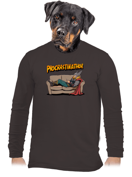 Procrastinathor férfi hosszú ujjú póló Bear Brown