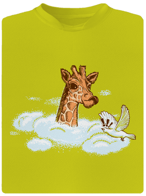 Zsiráf a felhőkben gyerek sport póló Neon Yellow