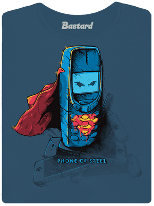 Mobiltelefon acélból prémium női póló Petrol Blue