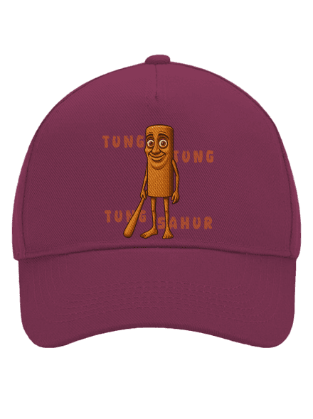 Tung Tung Tung Sahur – Italian Brainrot baseballsapka Burgundy