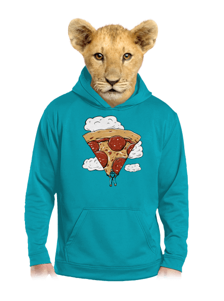 Pizza ejtőernyős gyerek kenguruzsebes pulóver Hawaiian Blue