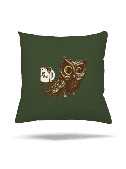 Koffeinfüggő bagoly párna Olive Green