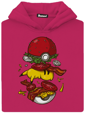Pokémon burger gyerek kenguruzsebes pulóver Hot Pink