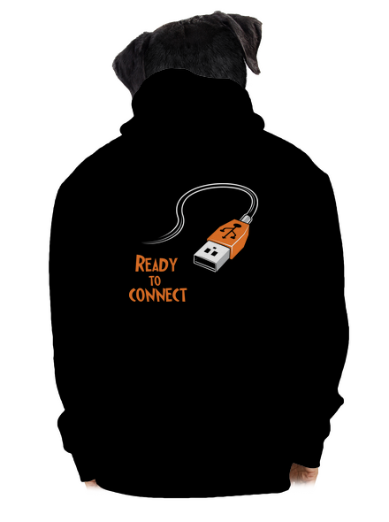 USB csatlakozás cipzáras férfi pulóver Black