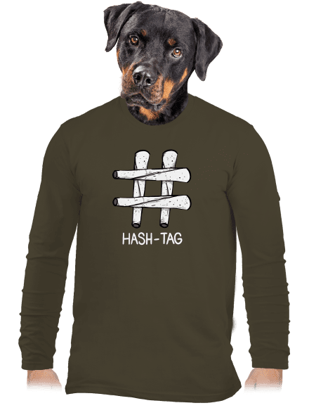 Hash tag férfi hosszú ujjú póló Urban Khaki