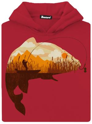 Halfogás gyerek kenguruzsebes pulóver Fire Red