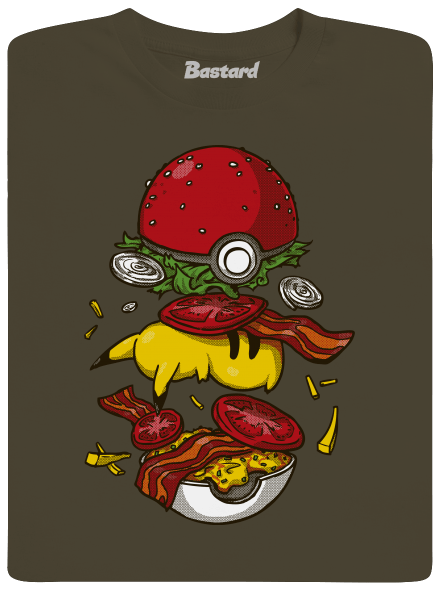 Pokémon burger férfi hosszú ujjú póló Urban Khaki