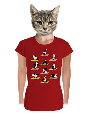 Panda jóga prémium női póló Red Mal