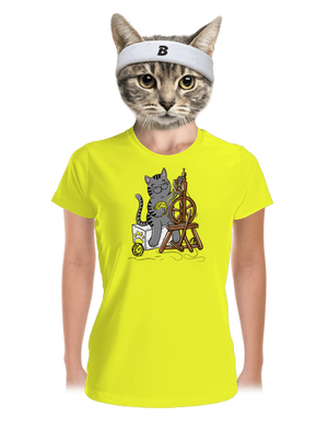 Dorombol a macska női sportpóló Neon Yellow