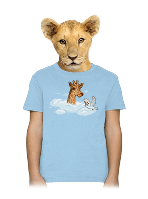 Zsiráf a felhőkben gyerek póló Sky Blue