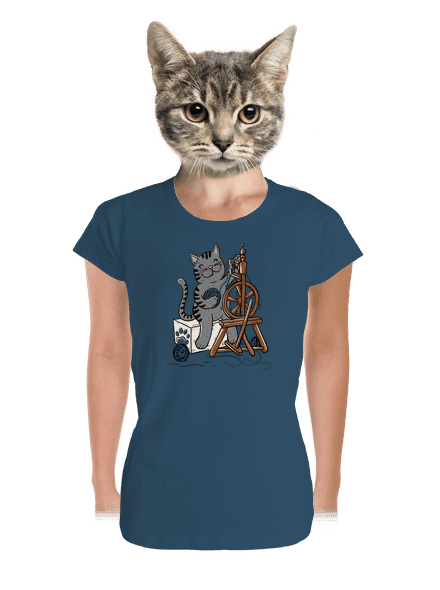 Dorombol a macska prémium női póló Petrol Blue