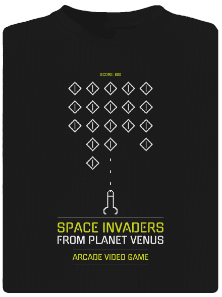 Space Invaders férfi sportpóló Black