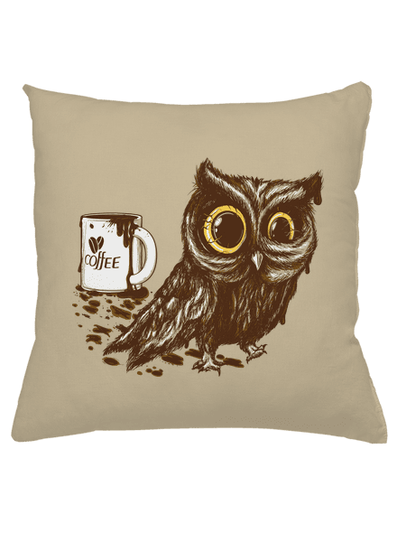 Koffeinfüggő bagoly párna Beige