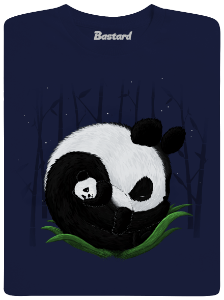 Két alvó panda férfi hosszú ujjú póló Navy