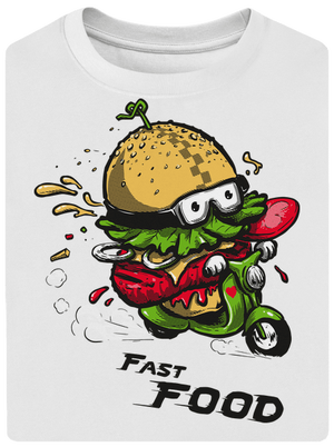 Fast Food unisex túlméretezett póló White