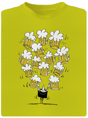 Boldog sörivó férfi sportpóló Neon Yellow