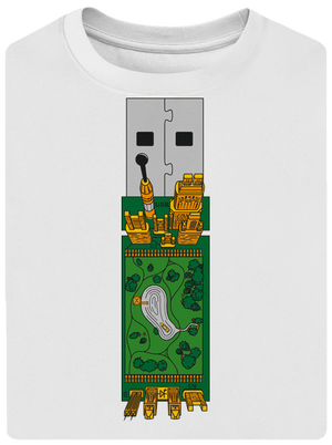 USB city unisex túlméretezett póló White