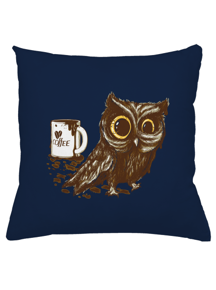 Koffeinfüggő bagoly párna Dark Navy