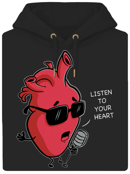 Listen to your heart unisex prémium pulóver Dark Black