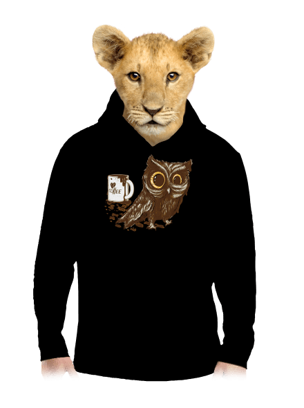 Koffeinfüggő bagoly gyerek kenguruzsebes pulóver Black