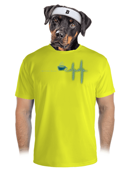Coffee help férfi sportpóló Neon Yellow