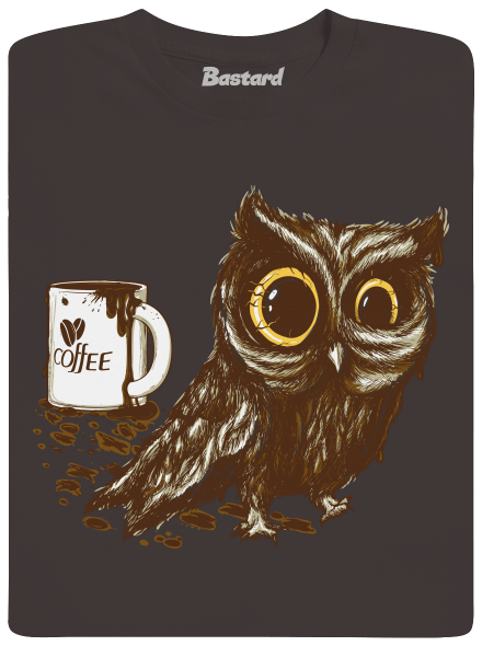 Koffeinfüggő bagoly férfi hosszú ujjú póló Bear Brown
