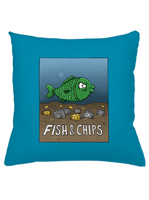 Fish and IT chips párna Blue Turquoise