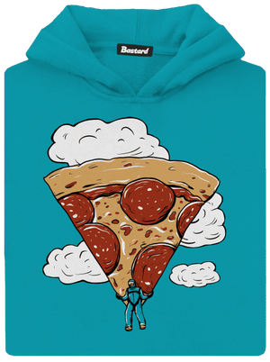 Pizza ejtőernyős gyerek kenguruzsebes pulóver Hawaiian Blue