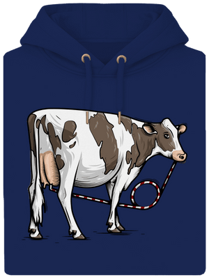 Cow drink unisex prémium pulóver Navy