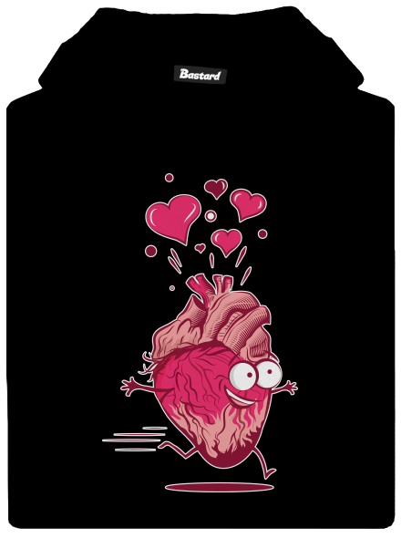 Szerelmes szívek gyerek kenguruzsebes pulóver Black