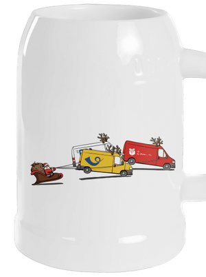 Mikulás rénszarvassal söröskorsó White