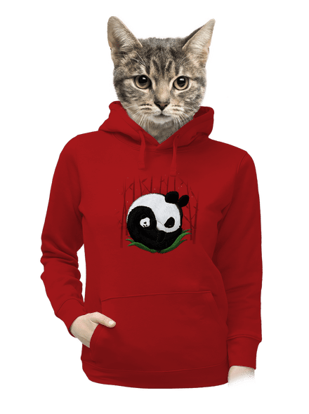 Két alvó panda női kenguruzsebes pulóver Red Mal
