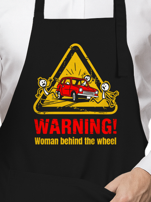 Nő a kormány mögött kötény Black