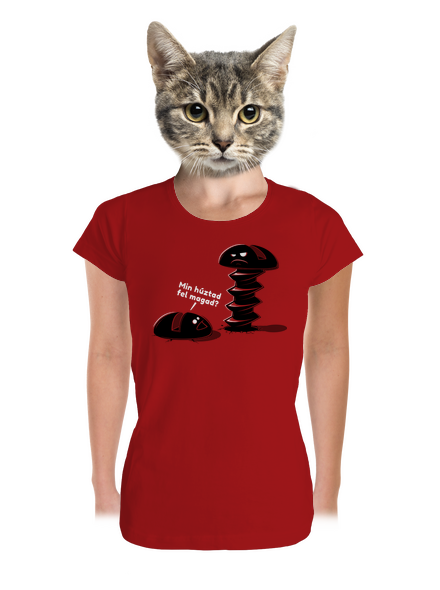 Felhúzva prémium női póló Red Mal