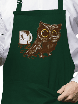 Koffeinfüggő bagoly kötény Bottle Green