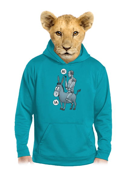 Szamár és AI gyerek kenguruzsebes pulóver Hawaiian Blue