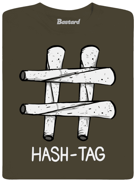 Hash tag férfi hosszú ujjú póló Urban Khaki