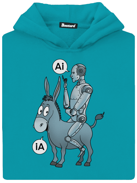 Szamár és AI gyerek kenguruzsebes pulóver Hawaiian Blue