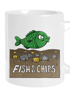 Fish and IT chips nagy bögre White